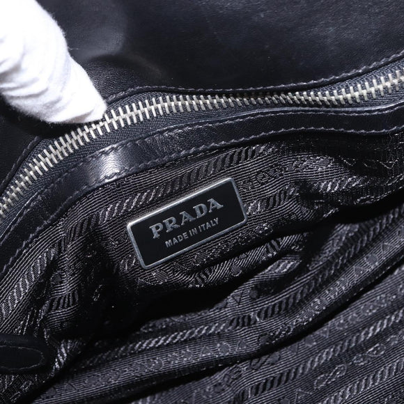PRADA Hand Bag Leather 2way Black Silver Auth BA13922V