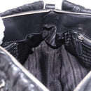 PRADA Hand Bag Leather 2way Black Silver Auth BA13922V-23