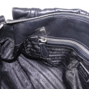 PRADA Hand Bag Leather 2way Black Silver Auth BA13922V-24