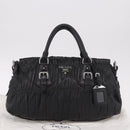 PRADA Hand Bag Leather 2way Black Silver Auth BA13922V-29