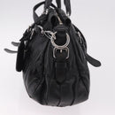 PRADA Hand Bag Leather 2way Black Silver Auth BA13922V-4