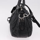 PRADA Hand Bag Leather 2way Black Silver Auth BA13922V-5