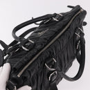 PRADA Hand Bag Leather 2way Black Silver Auth BA13922V-6