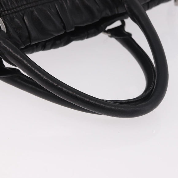 PRADA Hand Bag Leather 2way Black Silver Auth BA13922V