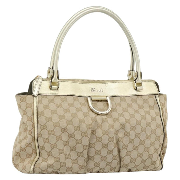 GUCCI GG Canvas Abbey Tote Bag Beige Gold 189831 Auth BA13928A