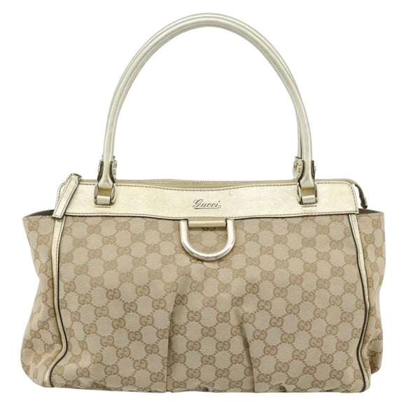 GUCCI GG Canvas Abbey Tote Bag Beige Gold 189831 Auth BA13928A