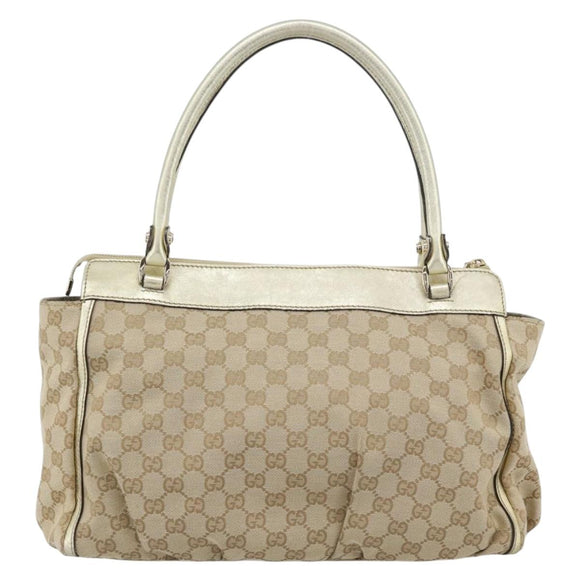 GUCCI GG Canvas Abbey Tote Bag Beige Gold 189831 Auth BA13928A
