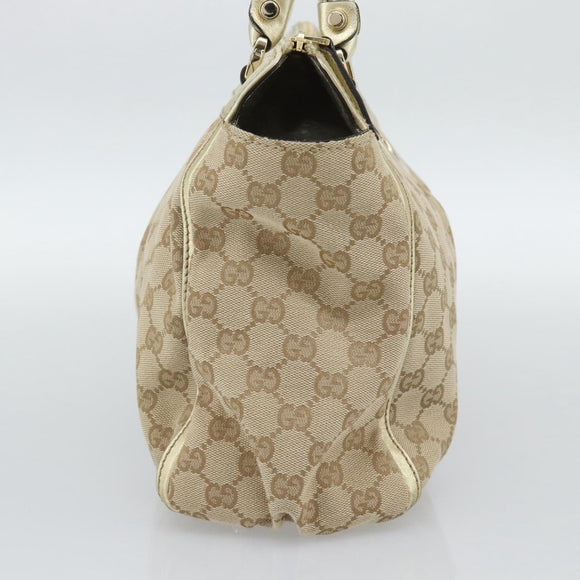 GUCCI GG Canvas Abbey Tote Bag Beige Gold 189831 Auth BA13928A