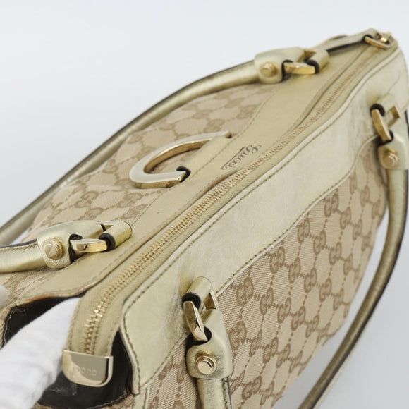 GUCCI GG Canvas Abbey Tote Bag Beige Gold 189831 Auth BA13928A