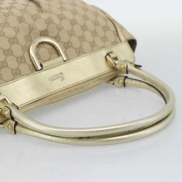 GUCCI GG Canvas Abbey Tote Bag Beige Gold 189831 Auth BA13928A
