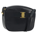 Salvatore Ferragamo Vala Shoulder Bag Leather Black Gold Auth BA13929-1