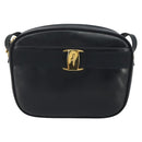 Salvatore Ferragamo Vala Shoulder Bag Leather Black Gold Auth BA13929-13
