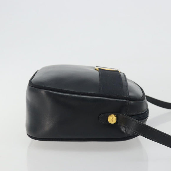 Salvatore Ferragamo Vala Shoulder Bag Leather Black Gold Auth BA13929