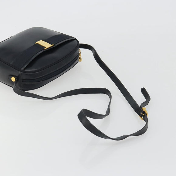 Salvatore Ferragamo Vala Shoulder Bag Leather Black Gold Auth BA13929