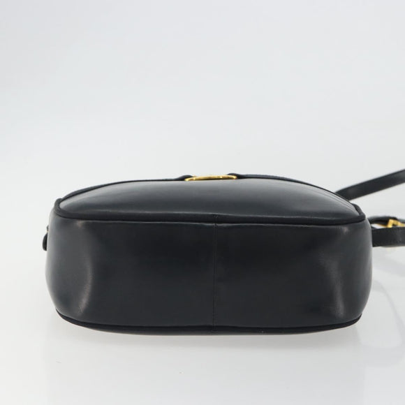 Salvatore Ferragamo Vala Shoulder Bag Leather Black Gold Auth BA13929