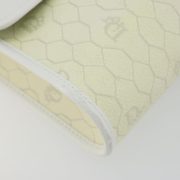 Christian Dior Honeycomb Shoulder Bag PVC Leather White Gold Auth BA13931