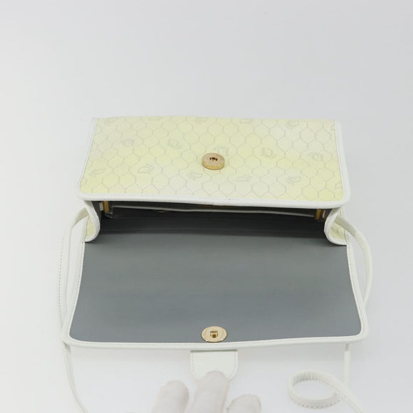 Christian Dior Honeycomb Shoulder Bag PVC Leather White Gold Auth BA13931