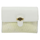 Christian Dior Honeycomb Shoulder Bag PVC Leather White Gold Auth BA13931-2