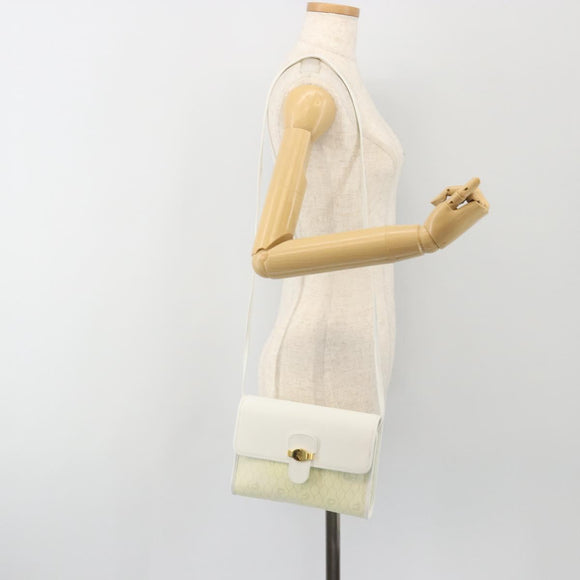 Christian Dior Honeycomb Shoulder Bag PVC Leather White Gold Auth BA13931