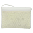 Christian Dior Honeycomb Shoulder Bag PVC Leather White Gold Auth BA13931-3
