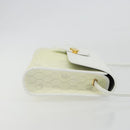 Christian Dior Honeycomb Shoulder Bag PVC Leather White Gold Auth BA13931-4