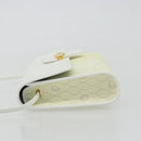 Christian Dior Honeycomb Shoulder Bag PVC Leather White Gold Auth BA13931-5