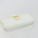 Christian Dior Honeycomb Shoulder Bag PVC Leather White Gold Auth BA13931-6