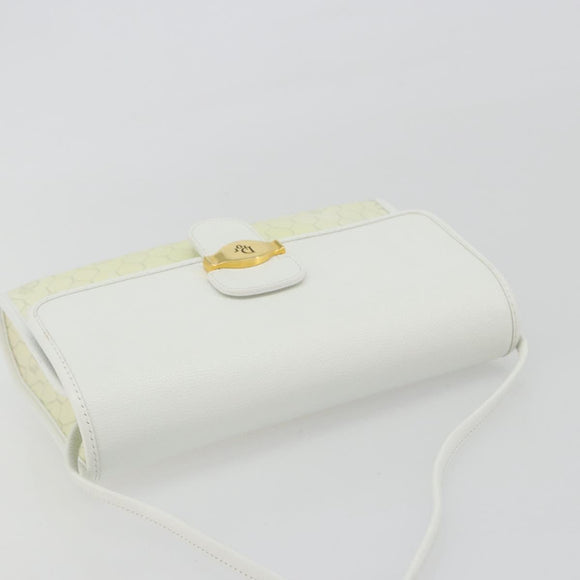 Christian Dior Honeycomb Shoulder Bag PVC Leather White Gold Auth BA13931