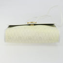 Christian Dior Honeycomb Shoulder Bag PVC Leather White Gold Auth BA13931-9