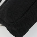Salvatore Ferragamo Gancini Hand Bag Cotton Black Silver Auth BA13932A-12
