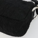 Salvatore Ferragamo Gancini Hand Bag Cotton Black Silver Auth BA13932A-16