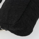 Salvatore Ferragamo Gancini Hand Bag Cotton Black Silver Auth BA13932A-17