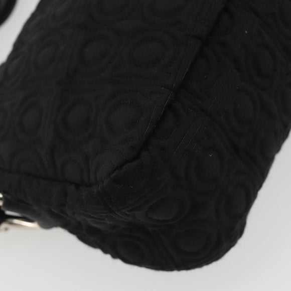 Salvatore Ferragamo Gancini Hand Bag Cotton Black Silver Auth BA13932A