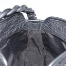 Salvatore Ferragamo Gancini Hand Bag Cotton Black Silver Auth BA13932A-20