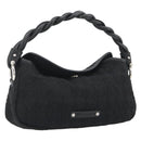 Salvatore Ferragamo Gancini Hand Bag Cotton Black Silver Auth BA13932A-1