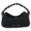 Salvatore Ferragamo Gancini Hand Bag Cotton Black Silver Auth BA13932A-13