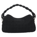 Salvatore Ferragamo Gancini Hand Bag Cotton Black Silver Auth BA13932A-2