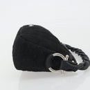 Salvatore Ferragamo Gancini Hand Bag Cotton Black Silver Auth BA13932A-3