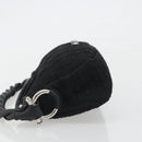 Salvatore Ferragamo Gancini Hand Bag Cotton Black Silver Auth BA13932A-4