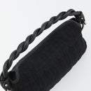 Salvatore Ferragamo Gancini Hand Bag Cotton Black Silver Auth BA13932A-6