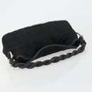 Salvatore Ferragamo Gancini Hand Bag Cotton Black Silver Auth BA13932A-7