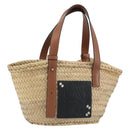 LOEWE Ghibli Soot Sprites Basket Small Bag Raffia Beige Silver Auth BA13934SM-1