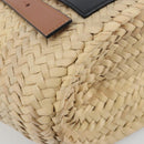 LOEWE Ghibli Soot Sprites Basket Small Bag Raffia Beige Silver Auth BA13934SM-16