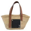 LOEWE Ghibli Soot Sprites Basket Small Bag Raffia Beige Silver Auth BA13934SM-13