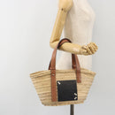 LOEWE Ghibli Soot Sprites Basket Small Bag Raffia Beige Silver Auth BA13934SM-23