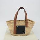 LOEWE Ghibli Soot Sprites Basket Small Bag Raffia Beige Silver Auth BA13934SM-12