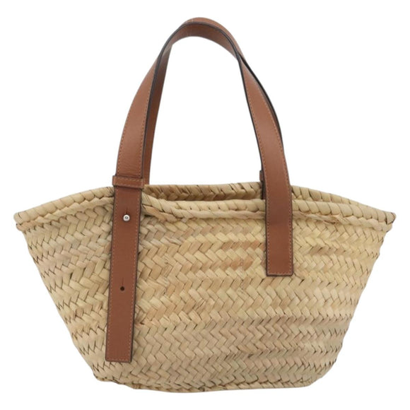 LOEWE Ghibli Soot Sprites Basket Small Bag Raffia Beige Silver Auth BA13934SM