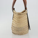 LOEWE Ghibli Soot Sprites Basket Small Bag Raffia Beige Silver Auth BA13934SM-3