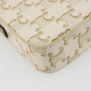 CELINE Triomphe Shoulder Bag Leather White Gold Auth BA13935M-18