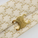 CELINE Triomphe Shoulder Bag Leather White Gold Auth BA13935M-19